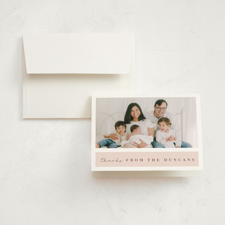 "Family Album" - Birth Announcement Thank You Cards in Blush by Maria Alou - Front