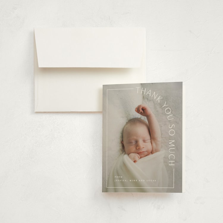 "Take Shape" - Birth Announcement Thank You Cards in Snow by Lauren Chism - Front