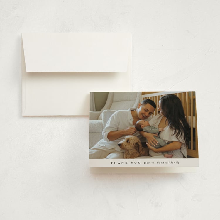 "Sweet Three" - Birth Announcement Thank You Cards in Cloud by Brianne Larsen - Front