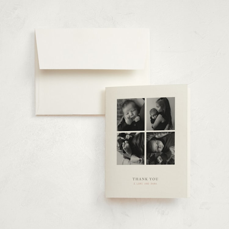 "love in a grid" - Birth Announcement Thank You Cards in Snow by Bramble Studio - Front