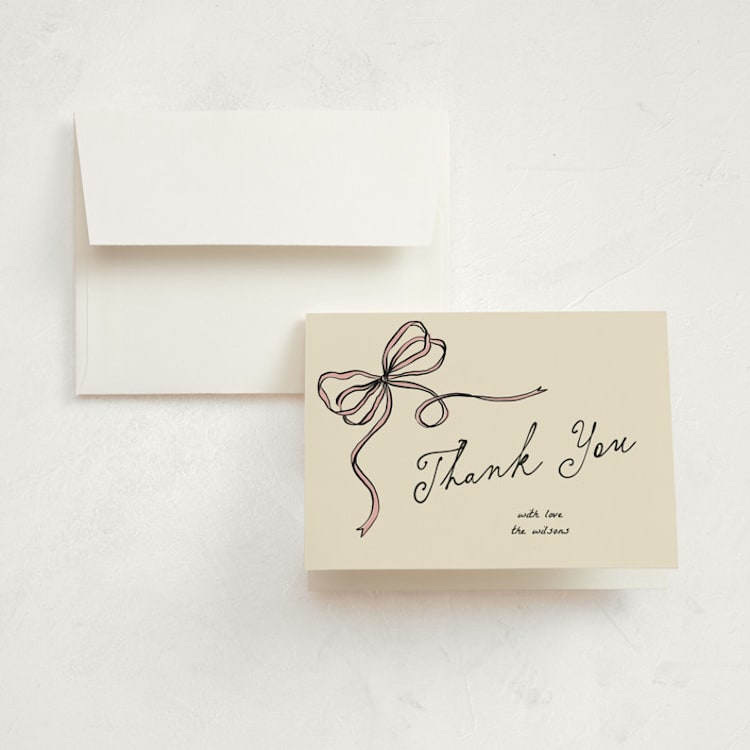 "Drawn" - Birth Announcement Thank You Cards in Ballet by Pixel and Hank - Front