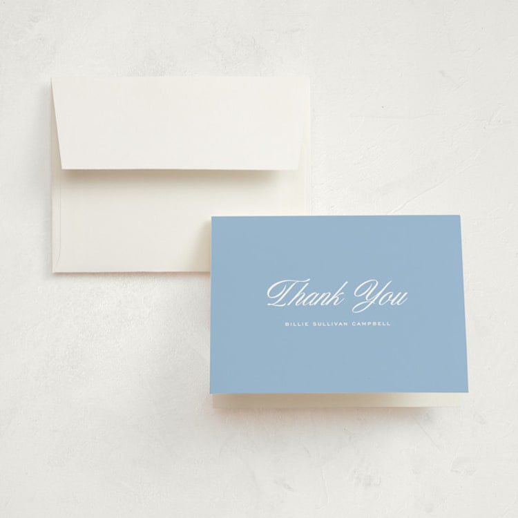 "Chambray" - Birth Announcement Thank You Cards in Chambray by Megan Davis - Front