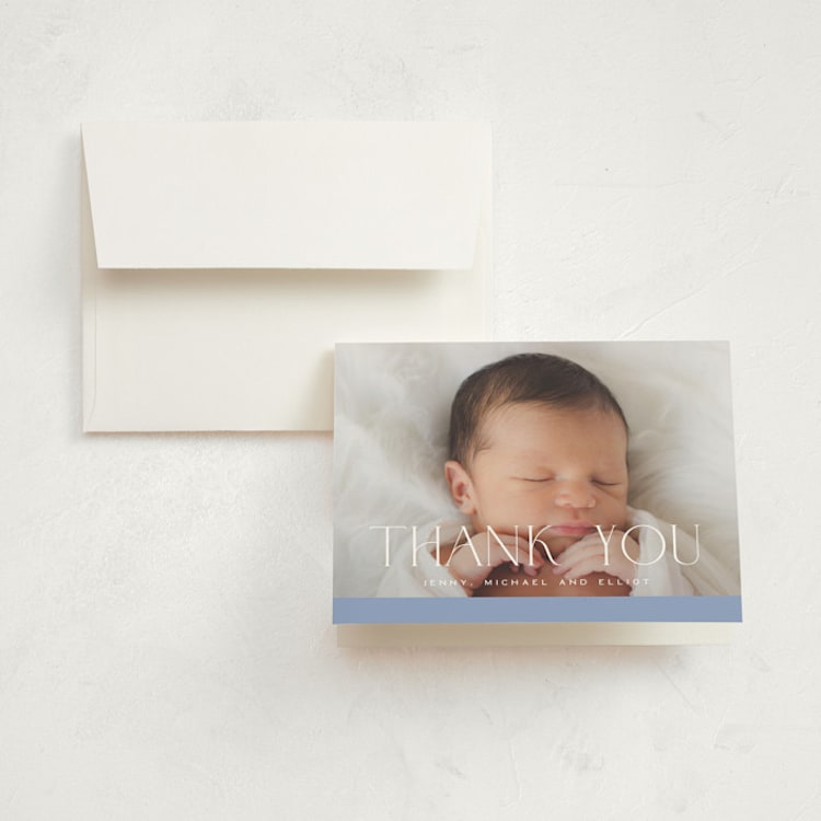 "Announcing Elegance" - Birth Announcement Thank You Cards in Periwinkle by Jessica Corliss - Front
