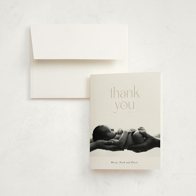"grateful" - Birth Announcement Thank You Cards in Stars by Orasie - Front