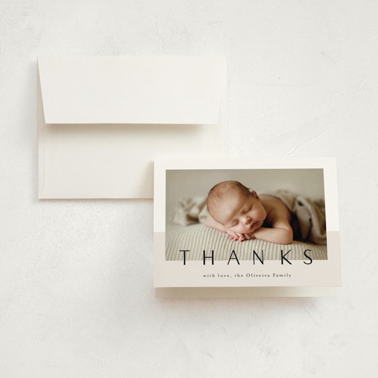"Big News" - Birth Announcement Thank You Cards in Ivory by Maria Hilas-Louie - Front