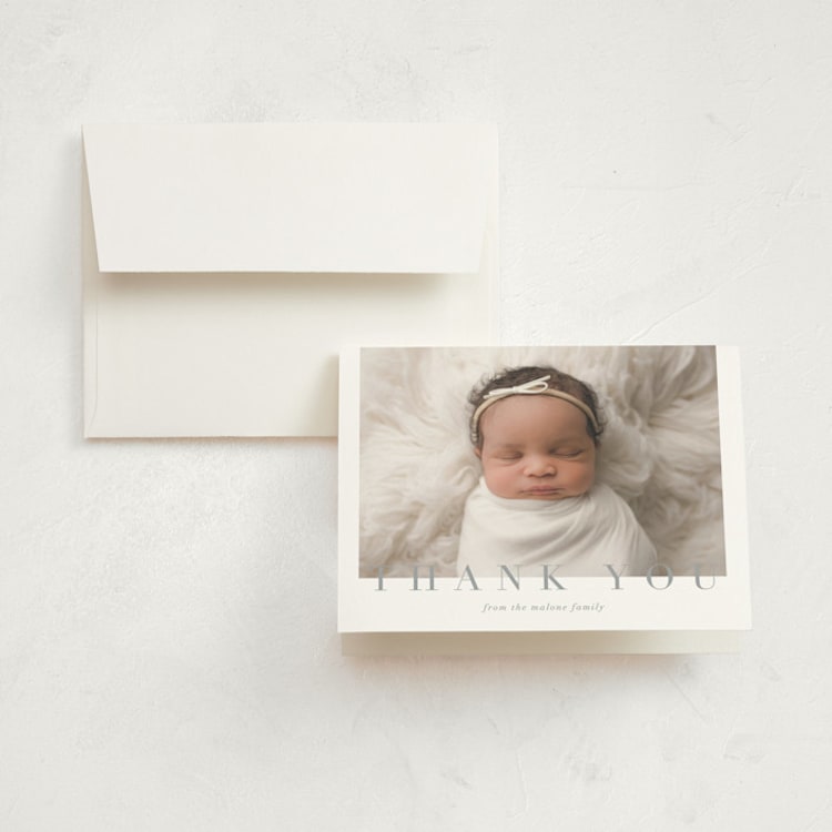 "Classic Baby" - Birth Announcement Thank You Cards in Cement by Sara Hicks Malone - Front