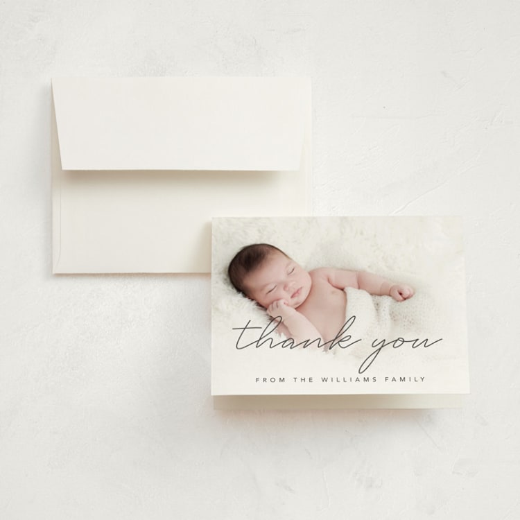 "Marlow" - Birth Announcement Thank You Cards in Graphite by Megan Cash - Front