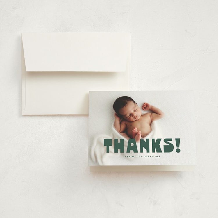 "Boldly Named" - Birth Announcement Thank You Cards in Forest by Anna Elder - Front