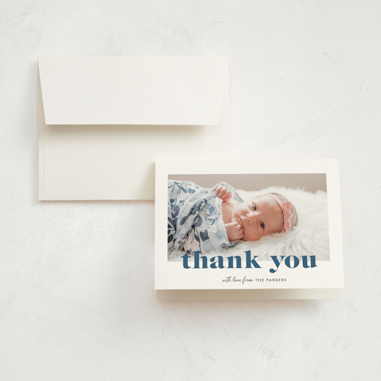 "Bold Nickname" - Birth Announcement Thank You Cards in Bluebird by Shirley Lin Schneider - Front