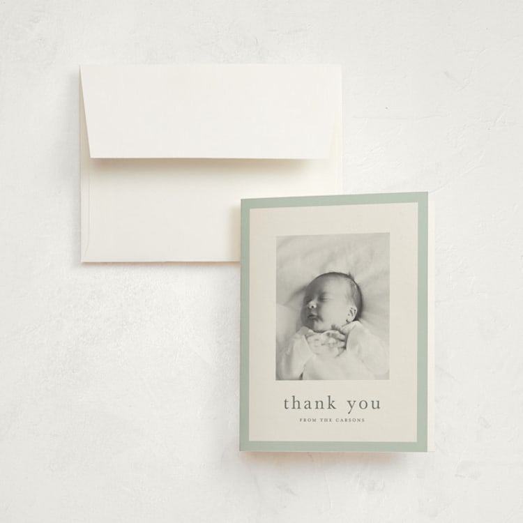 "little gallery" - Birth Announcement Thank You Cards in Pool by Sarah Curry - Front