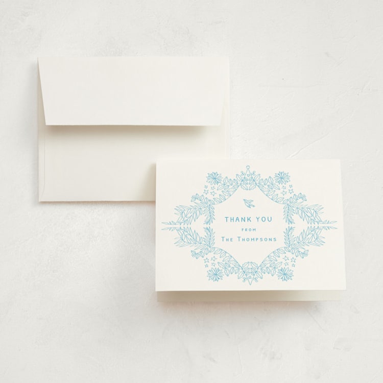 "My Little World Tour" - Birth Announcement Thank You Cards in Cerulean by Paloma Morand Monteil - Front