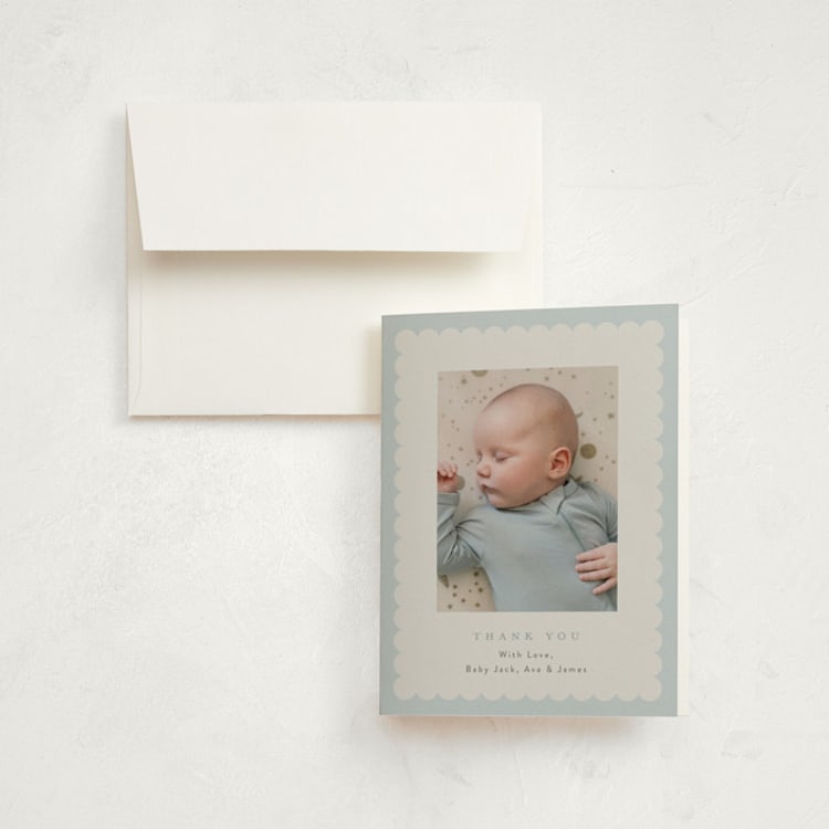 "Charmed" - Birth Announcement Thank You Cards in Sky by Nicoletta Savod - Front
