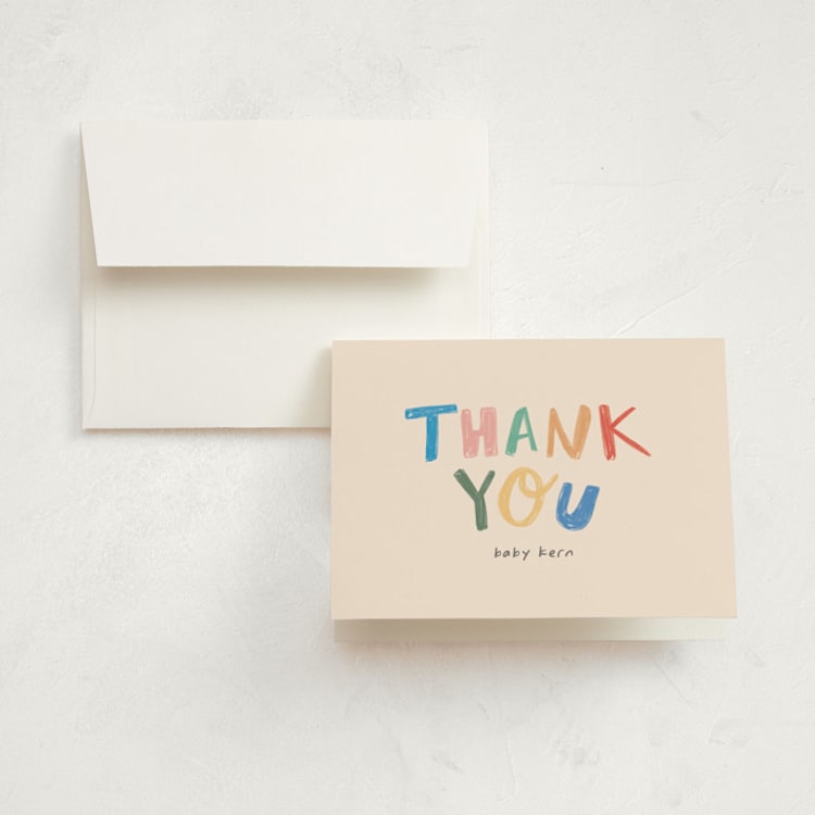 "Scribbled thanks" - Birth Announcement Thank You Cards in Confetti by Creo Study - Front