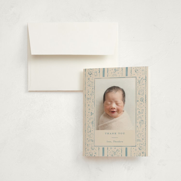 "Iconic bebe" - Birth Announcement Thank You Cards in Bluebird by Creo Study - Front