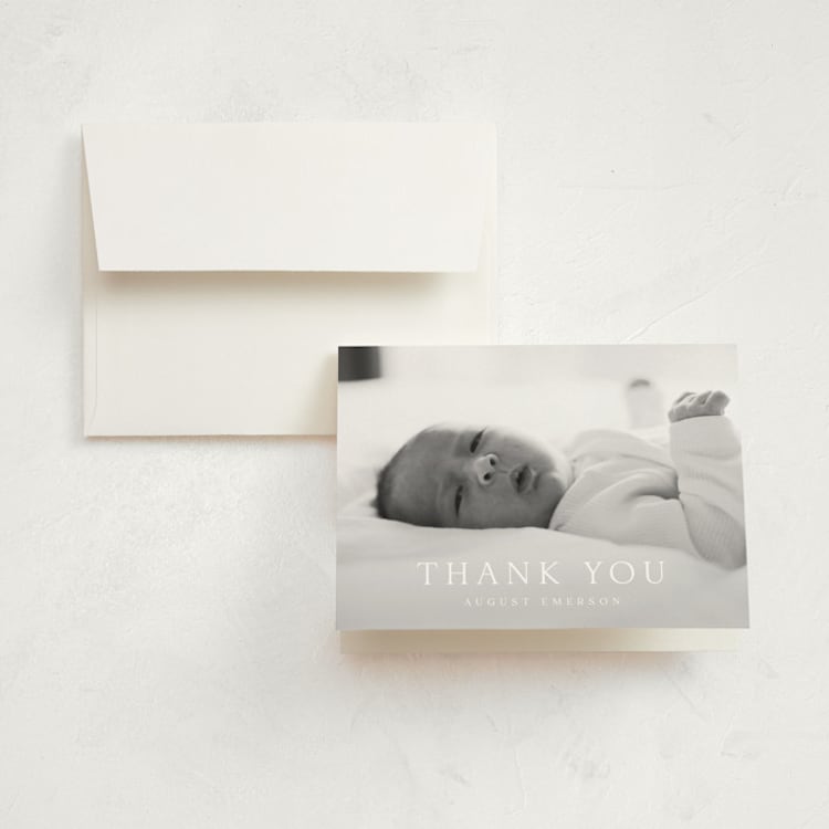 "Bold Intro" - Birth Announcement Thank You Cards in Cotton by Olivia Raufman - Front