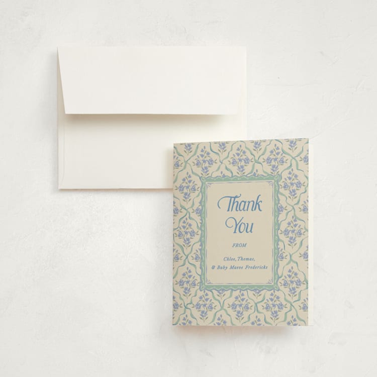 "Highgrove" - Birth Announcement Thank You Cards in Periwinkle by Jackie Crawford - Front