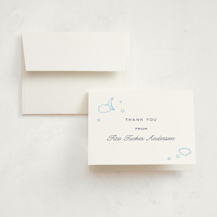 "Luna" - Birth Announcement Thank You Cards in Lake by Megan Davis - Front