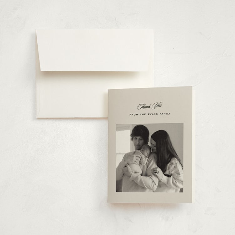 "Story" - Birth Announcement Thank You Cards in Parchment by Lea Delaveris - Front