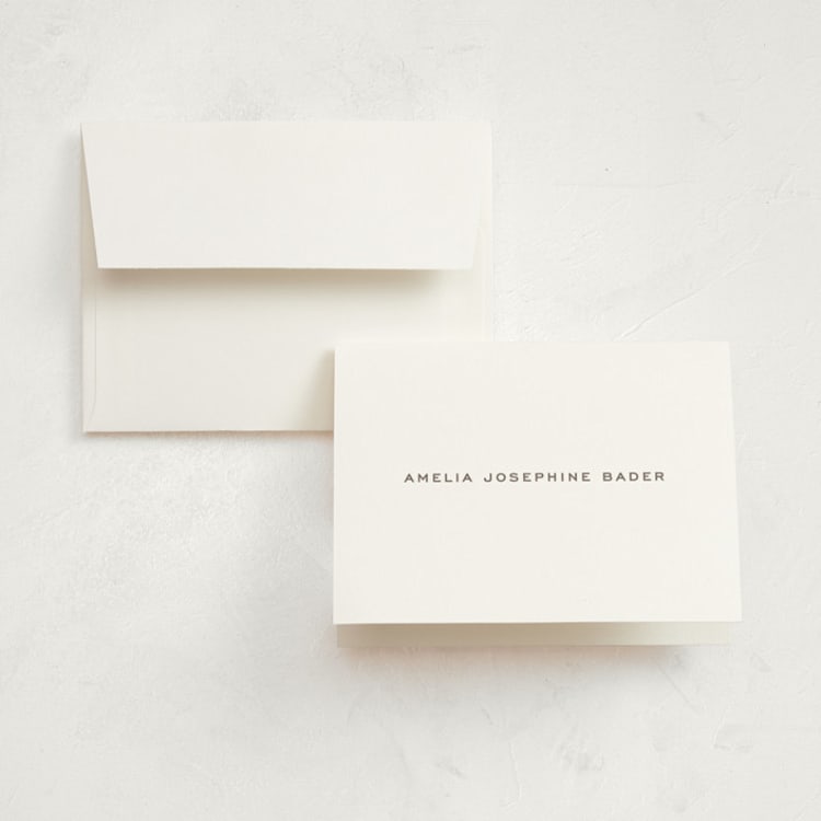 "Soho" - Birth Announcement Thank You Cards in Fawn by Megan Davis - Front