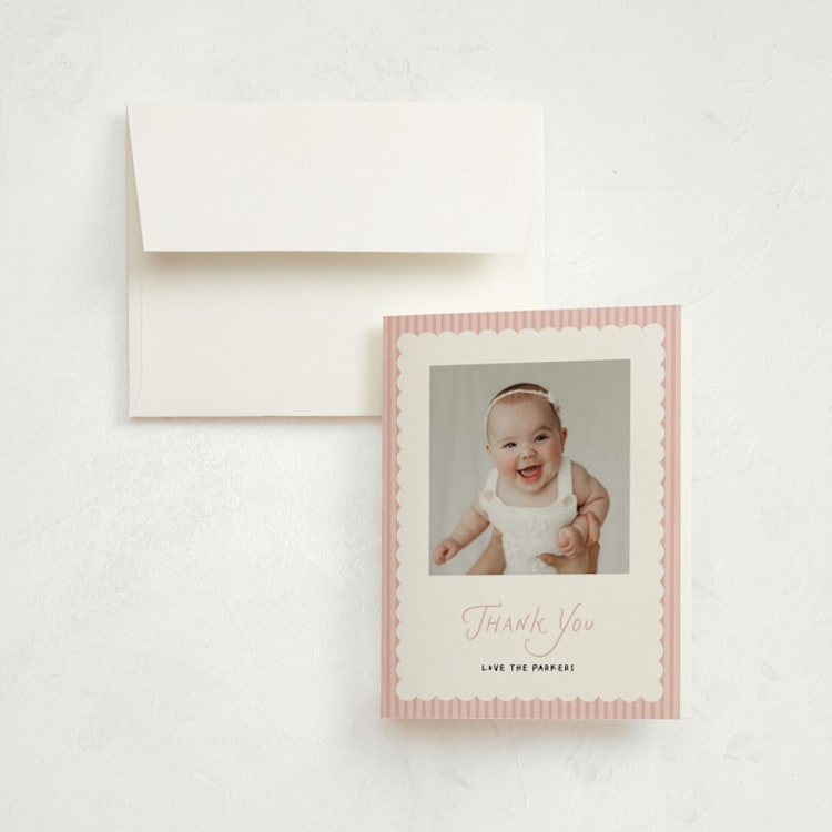 "handdrawn style" - Birth Announcement Thank You Cards in Marshmallow by Benita Crandall - Front