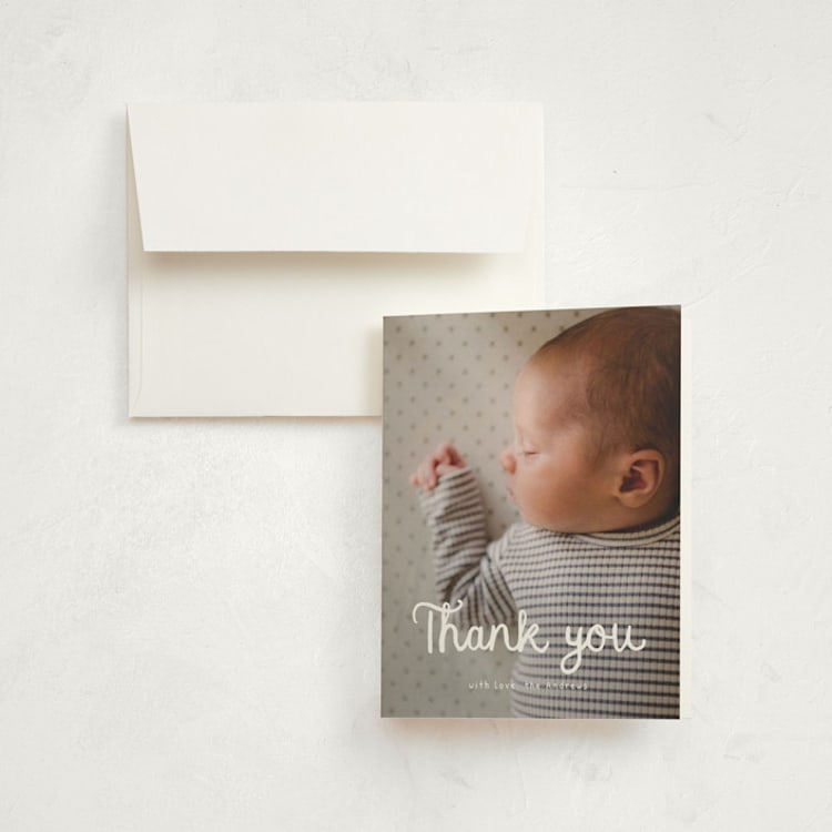 "Morning Coffee" - Birth Announcement Thank You Cards in Cotton by Adelyn T. - Front