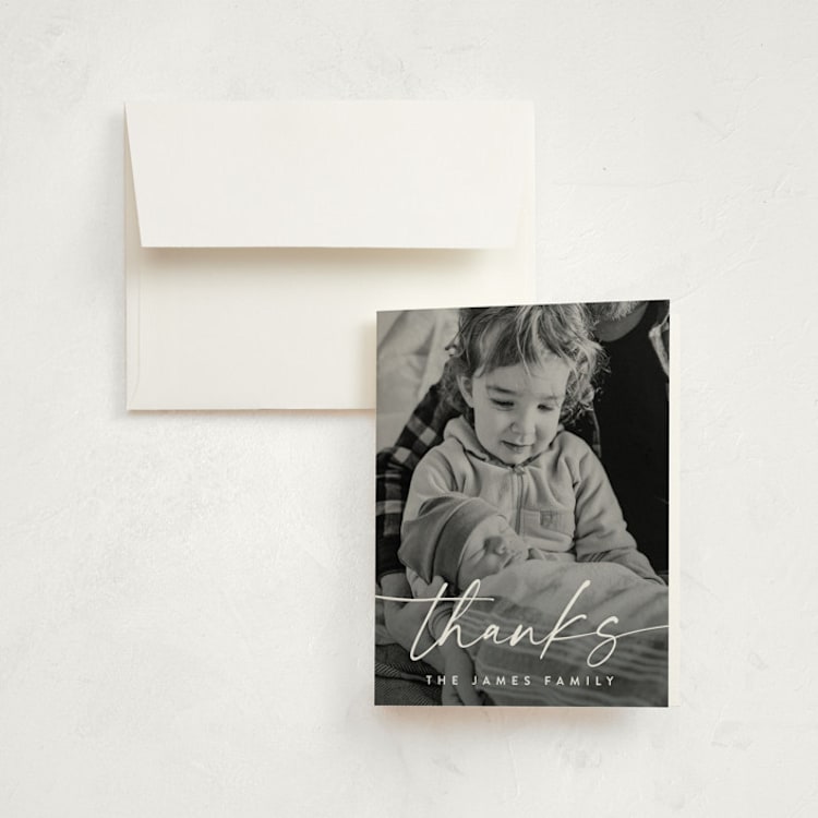 "Little Welcome" - Birth Announcement Thank You Cards in Cloud by Susan Asbill - Front