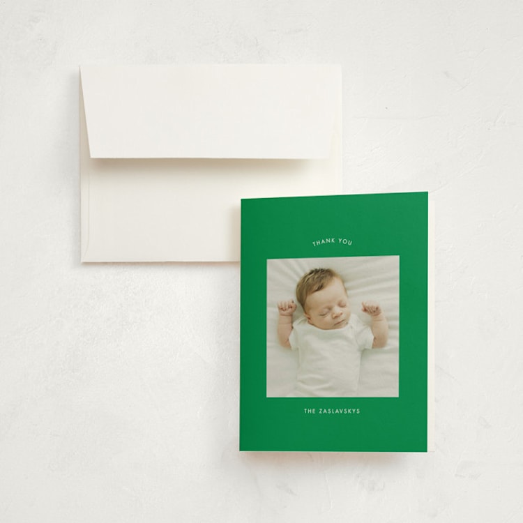 "my child" - Birth Announcement Thank You Cards in Grass by Phrosné Barwood - Front