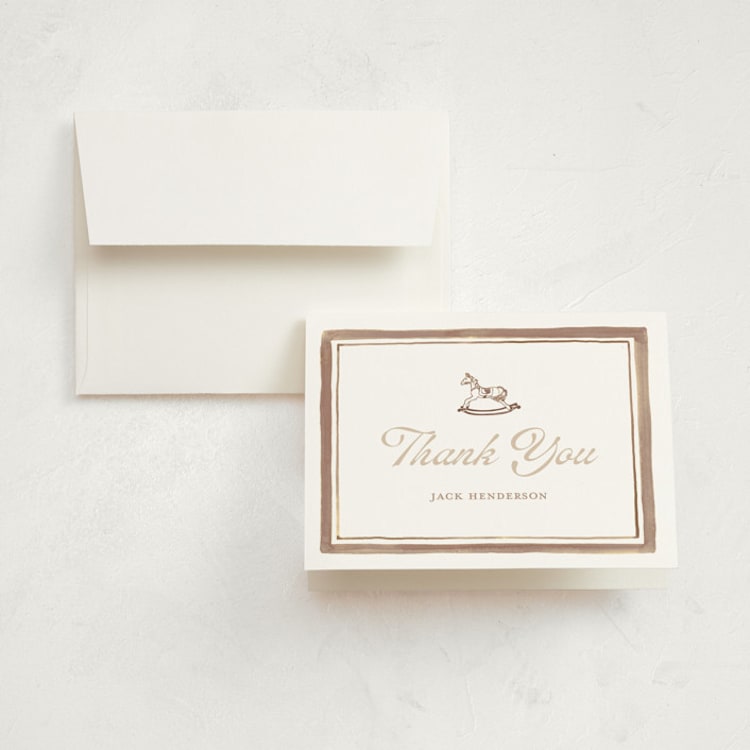 "Horse" - Birth Announcement Thank You Cards in Honey by Teju Reval - Front