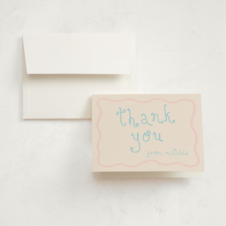 "Frosting" - Birth Announcement Thank You Cards in Blush by Morgan Kendall - Front