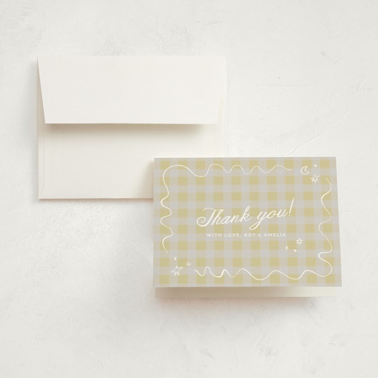 "Dreamland" - Birth Announcement Thank You Cards in Linen by Zove Ahhh - Front
