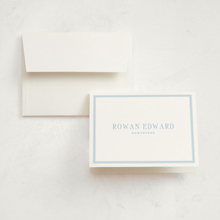 "Joy" - Birth Announcement Thank You Cards in Sky by Pati Cascino - Front