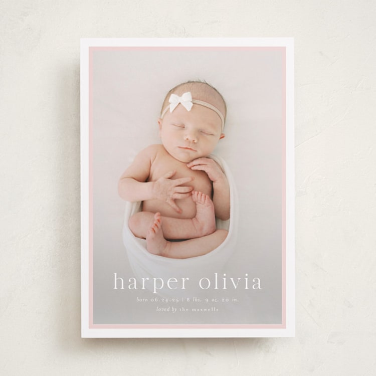 "Portraiture" - Birth Announcements in Rose by Alexandra Cohn - Front