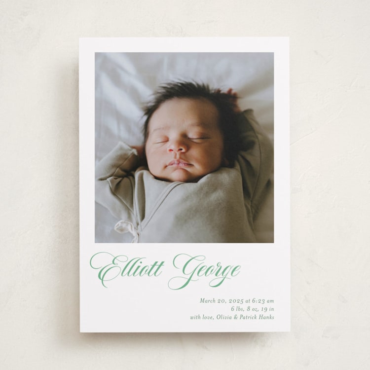 "Hollis" - Birth Announcements in Clover by Megan Davis - Front