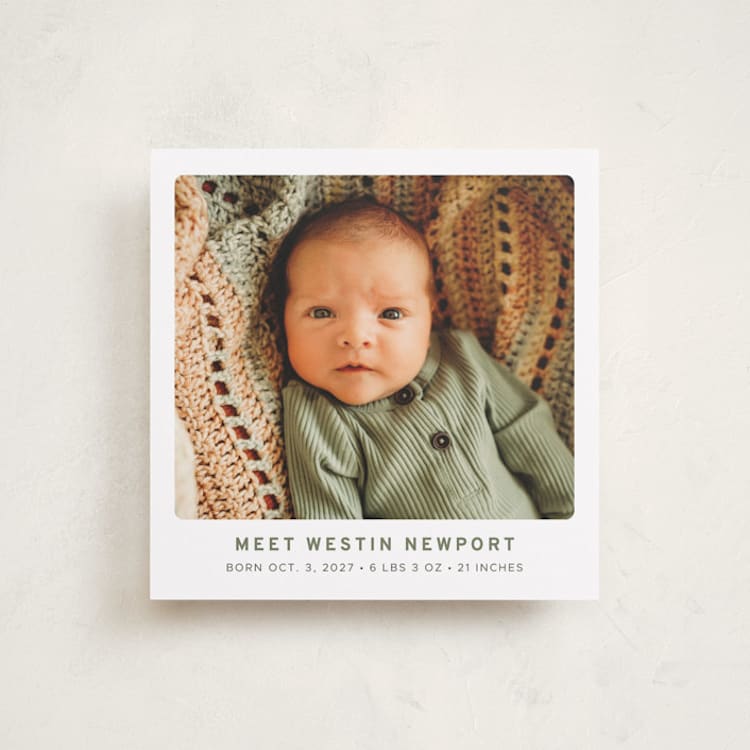 "Simple Snapshot" - Birth Announcements in Daisy by Cindy Reynolds - Front