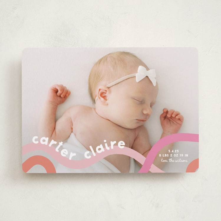 "Wiggle Worm" - Birth Announcements in Peach Sherbet by Lauren Chism - Front