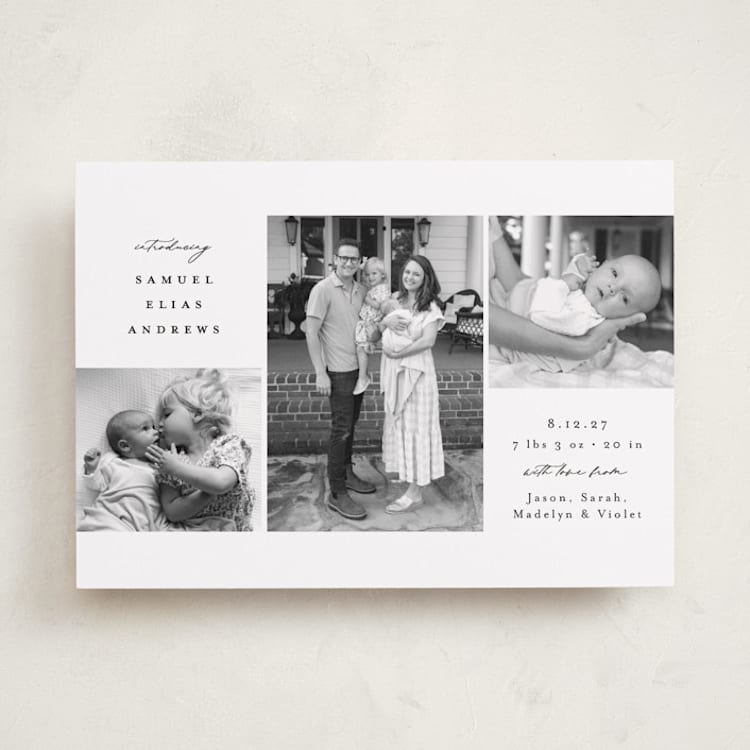 "three" - Birth Announcements in Noir by Emily Betts - Front