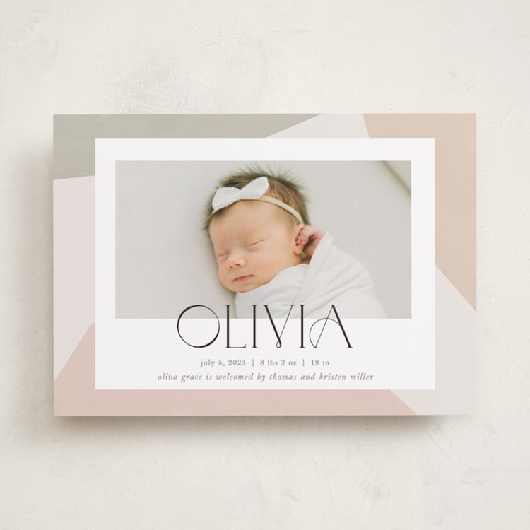 "Artful" - Birth Announcements in Sherbet by Pixel and Hank - Front