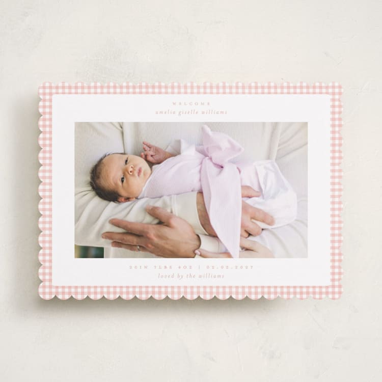 "Preppy fabric" - Birth Announcements in Blush by Claudia Orengo - Front