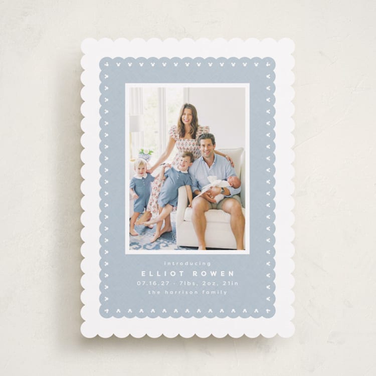 "Mickey fabric frame" - Birth Announcements in Chambray by Lea Delaveris - Front