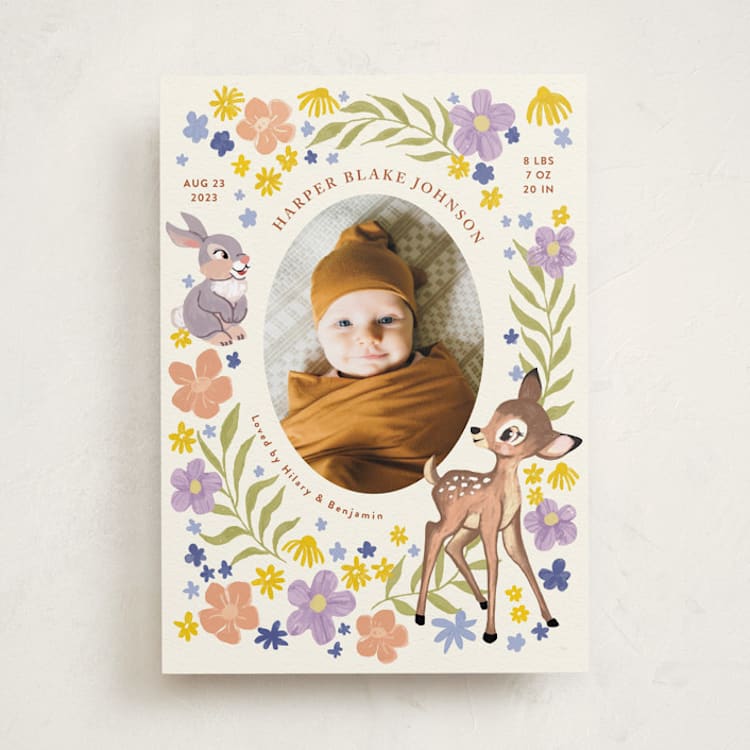 "Disney's Magical Bambi" - Birth Announcements in Cream by Cass Loh - Front