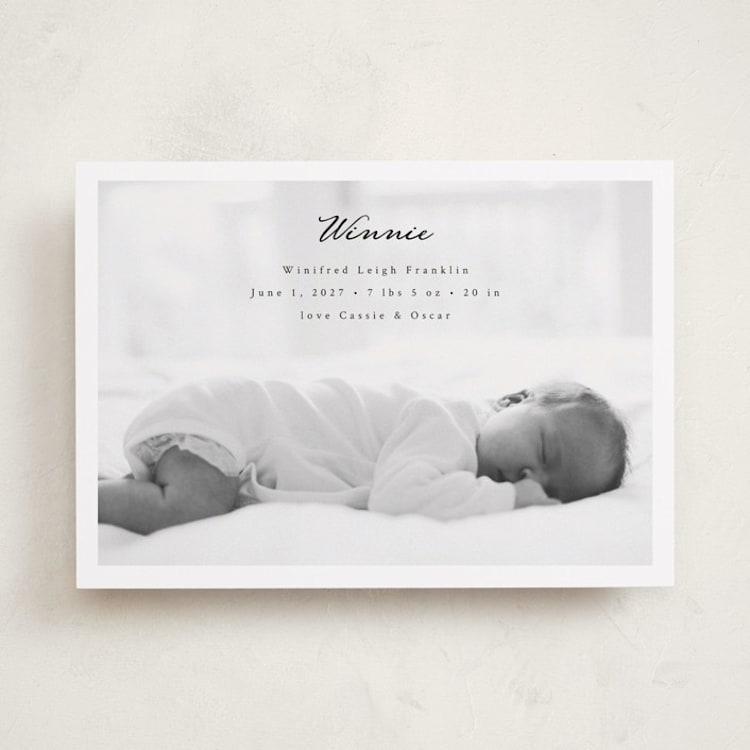 "Simplicity" - Birth Announcements in Noir by Emily Sabol Goss - Front