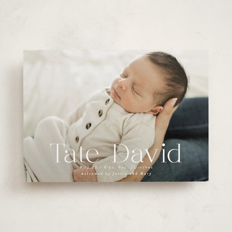 "Stacked Name" - Birth Announcements in Cloud by Alethea and Ruth - Front