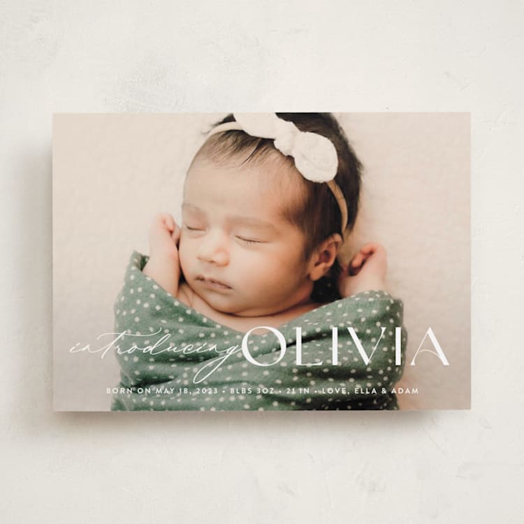 "Bold Introduction" - Birth Announcements in Natural by Ana Sharpe - Front