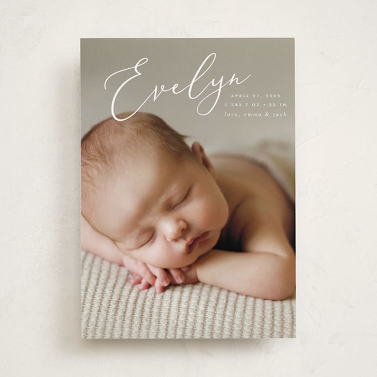 "Signature" - Birth Announcements in Sage by Ashley Rosenbaum - Front