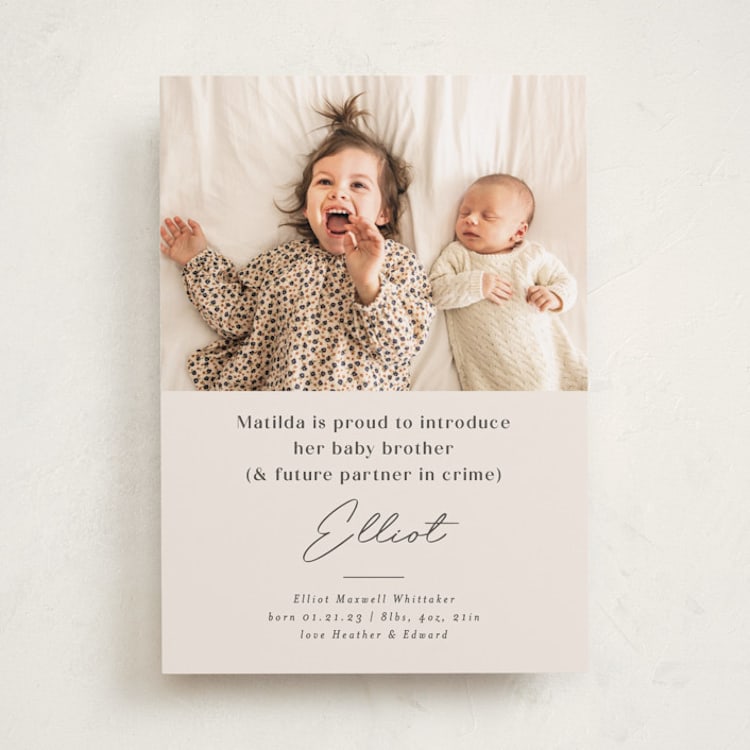 "Siblings" - Birth Announcements in Bamboo by Corinne Malesic - Front