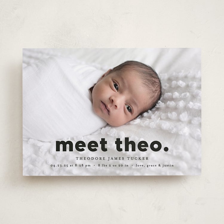 "Simple Statement" - Birth Announcements in Onyx by Erica Krystek - Front