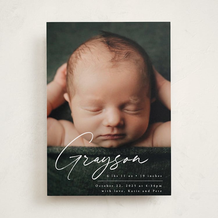 "Linear" - Birth Announcements in Frost by Everett Paper Goods - Front