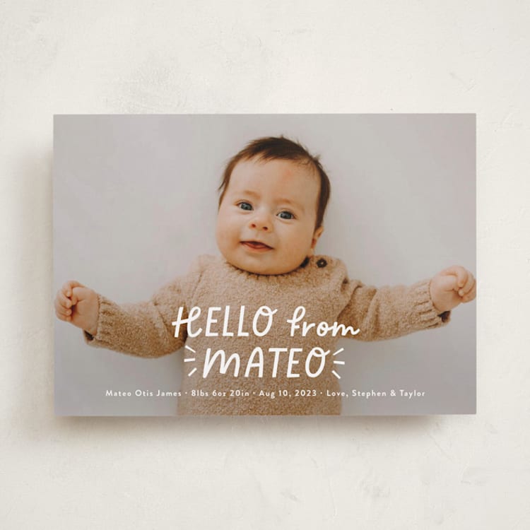 "Fun Hello" - Birth Announcements in Cloud by Jackie Crawford - Front