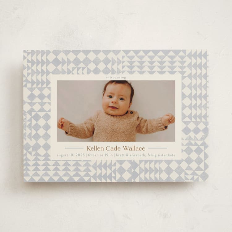 "Patchwork" - Birth Announcements in Bluebell by Julie Murray - Front
