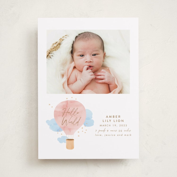 "Baby World" - Birth Announcements in Blush by Kanika Mathur - Front